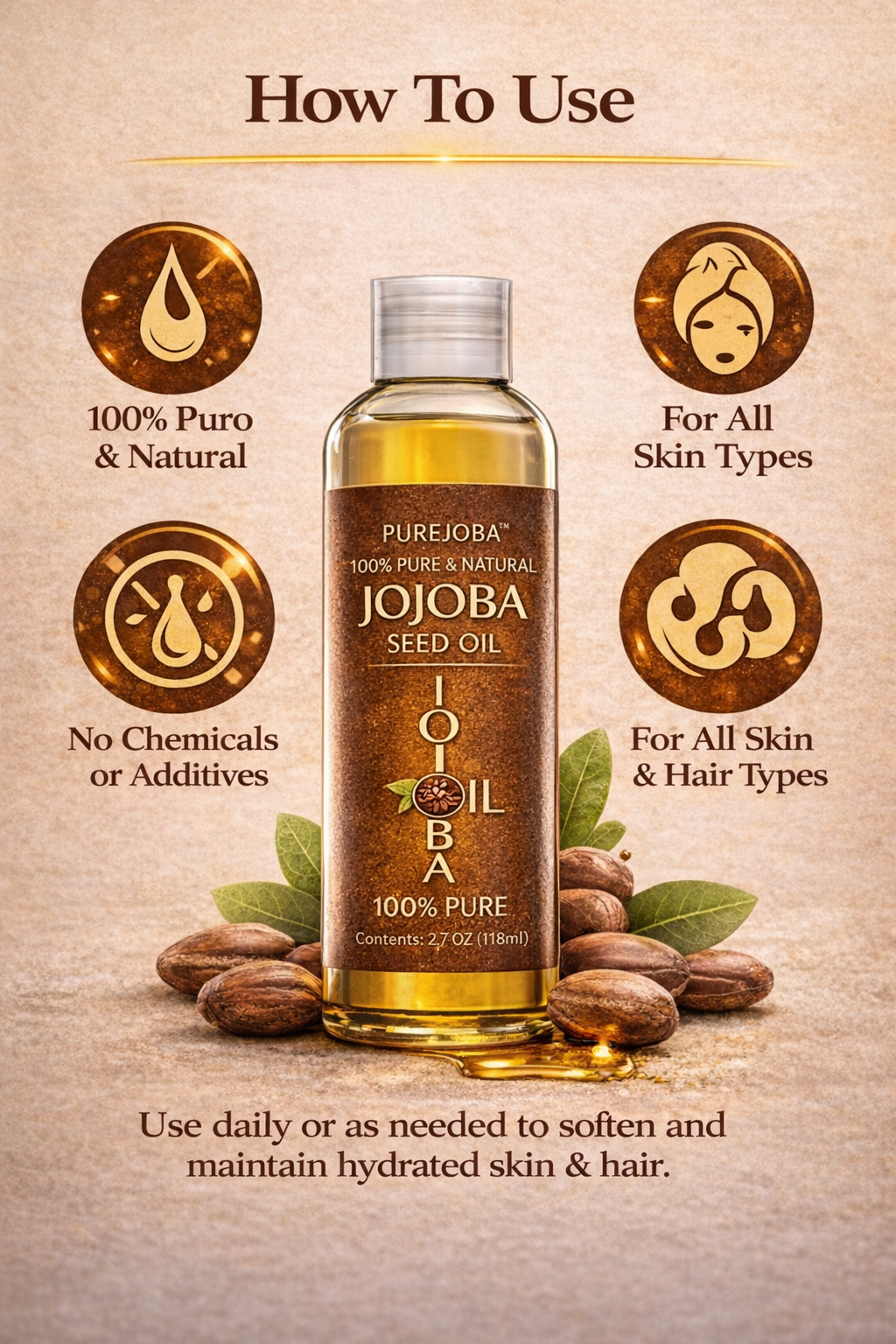 Golden Jojoba Oil - Deep Hydration & Natural Skin Balance